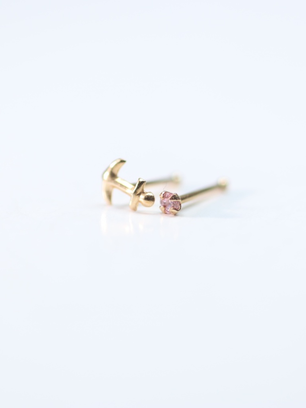 Set of TWO 9kt Gold Nose Piercings Solid gold Straight bar New!
